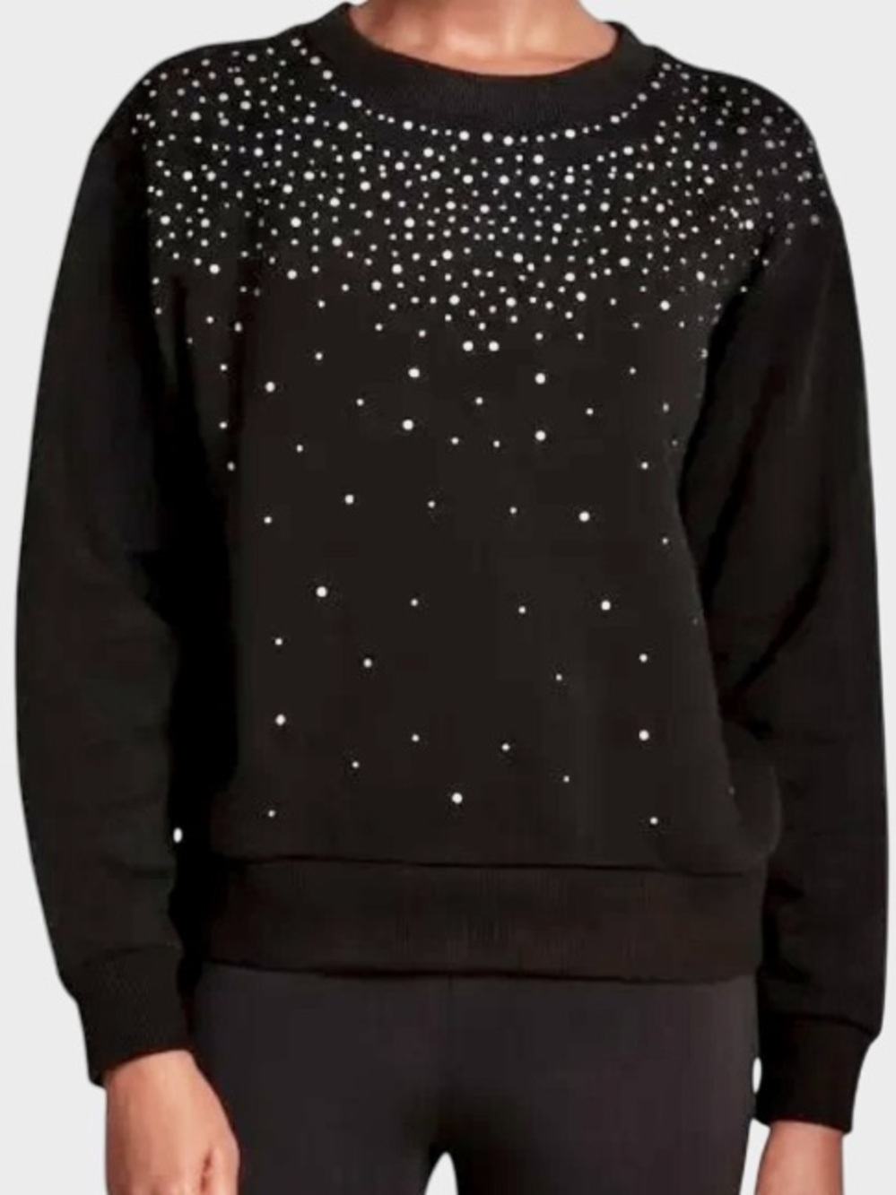 Cupcakes And Cashmere Black Rhinestone Sweatshirt Size L Embellished Sparkle